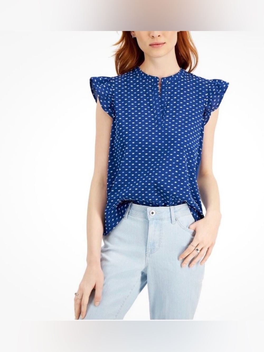 Style & Co. Textured Flutter-Sleeve Blouse Size Medium